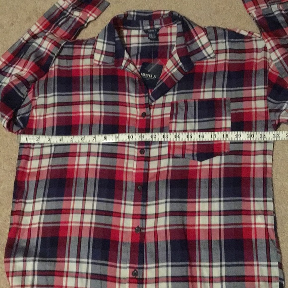 NWT Plaid Rayon Button Down - Picture 4 of 8
